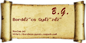 Bordács Győző névjegykártya